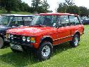 Red standard 2 door Range Rover